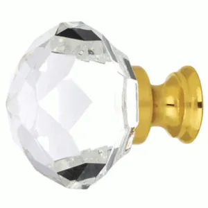 1 3/4 Inch Diamond Wardrobe Knob (Polished Brass Finish)