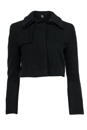 Akris - Black Ribbed Wool Cropped Jacket Sz 6