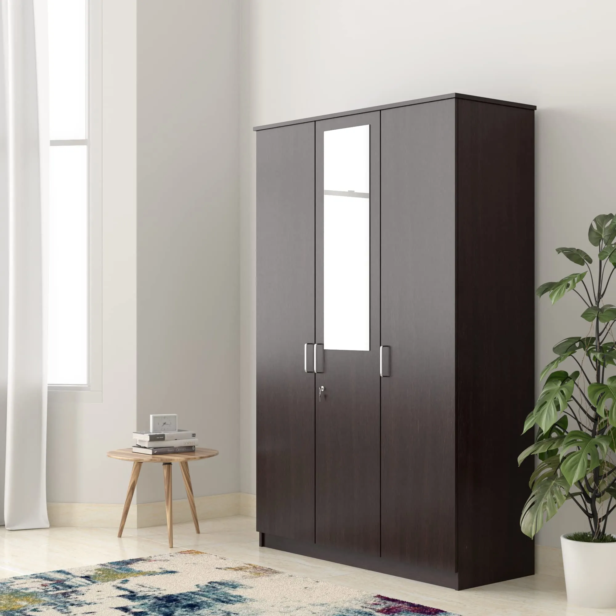 Amazon Brand - Solimo Rendes Engineered Wood Wardrobe, Wenge, 3 Door