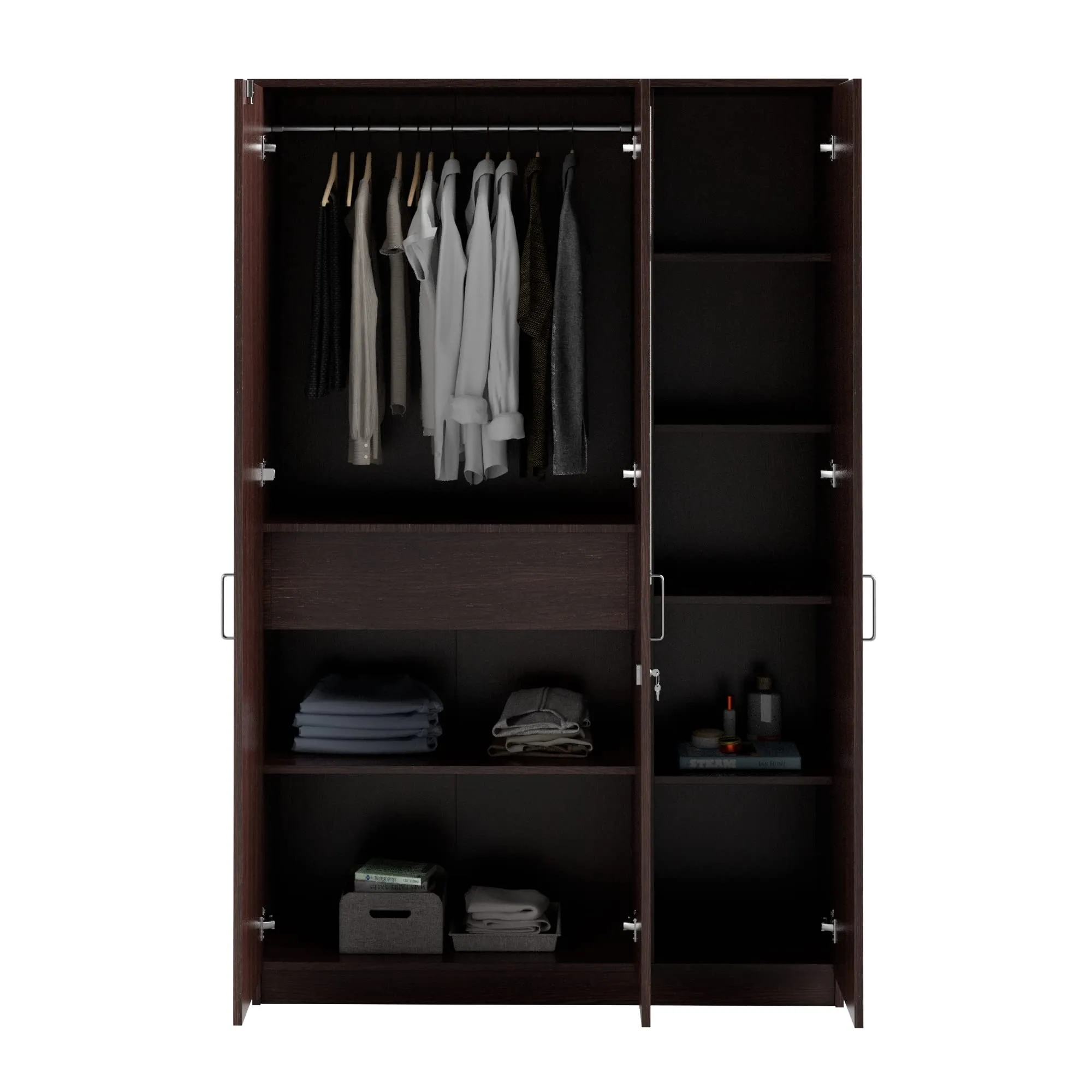 Amazon Brand - Solimo Rendes Engineered Wood Wardrobe, Wenge, 3 Door