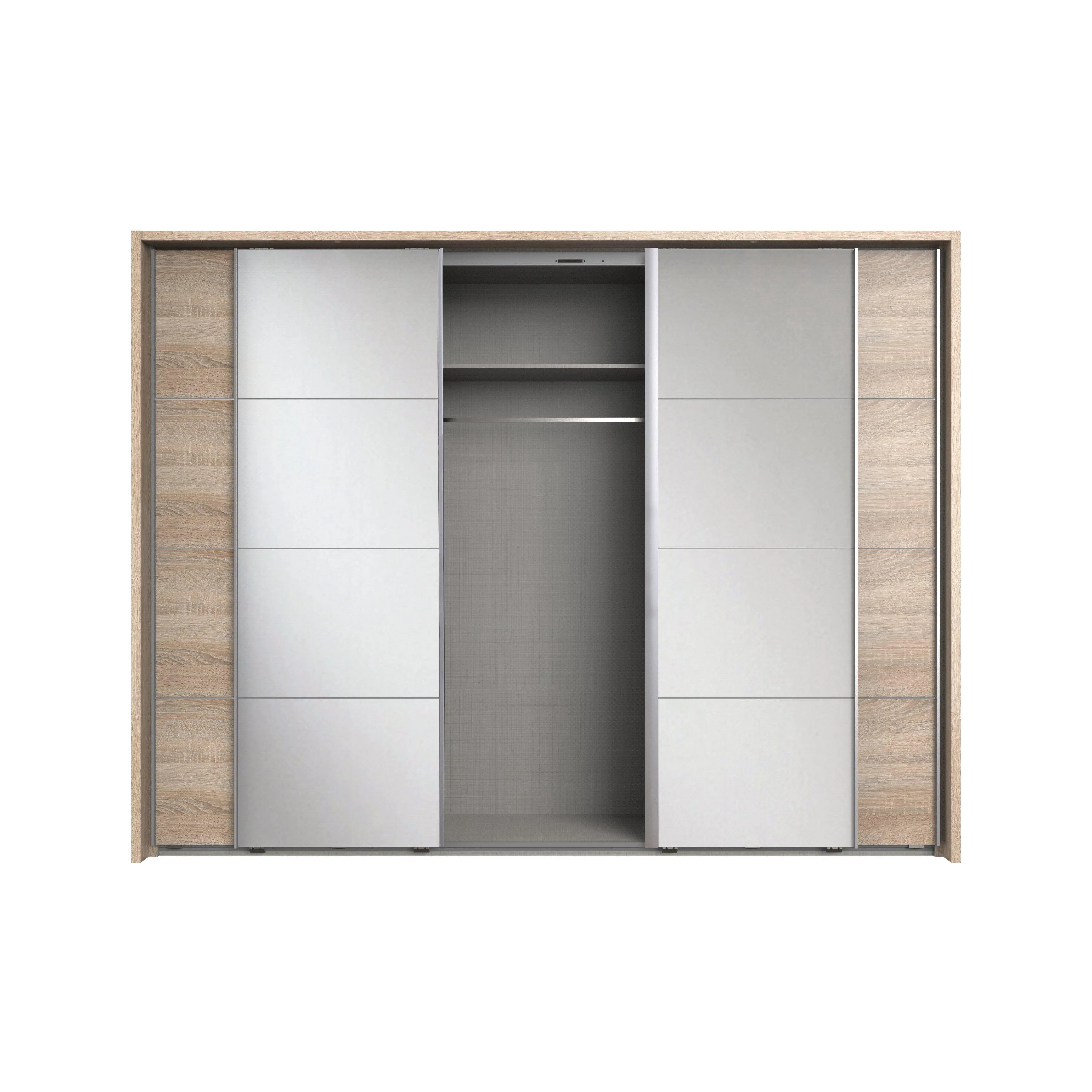 ANGELICA 4 Sliding Mirrored Door Wardrobe Light Oak