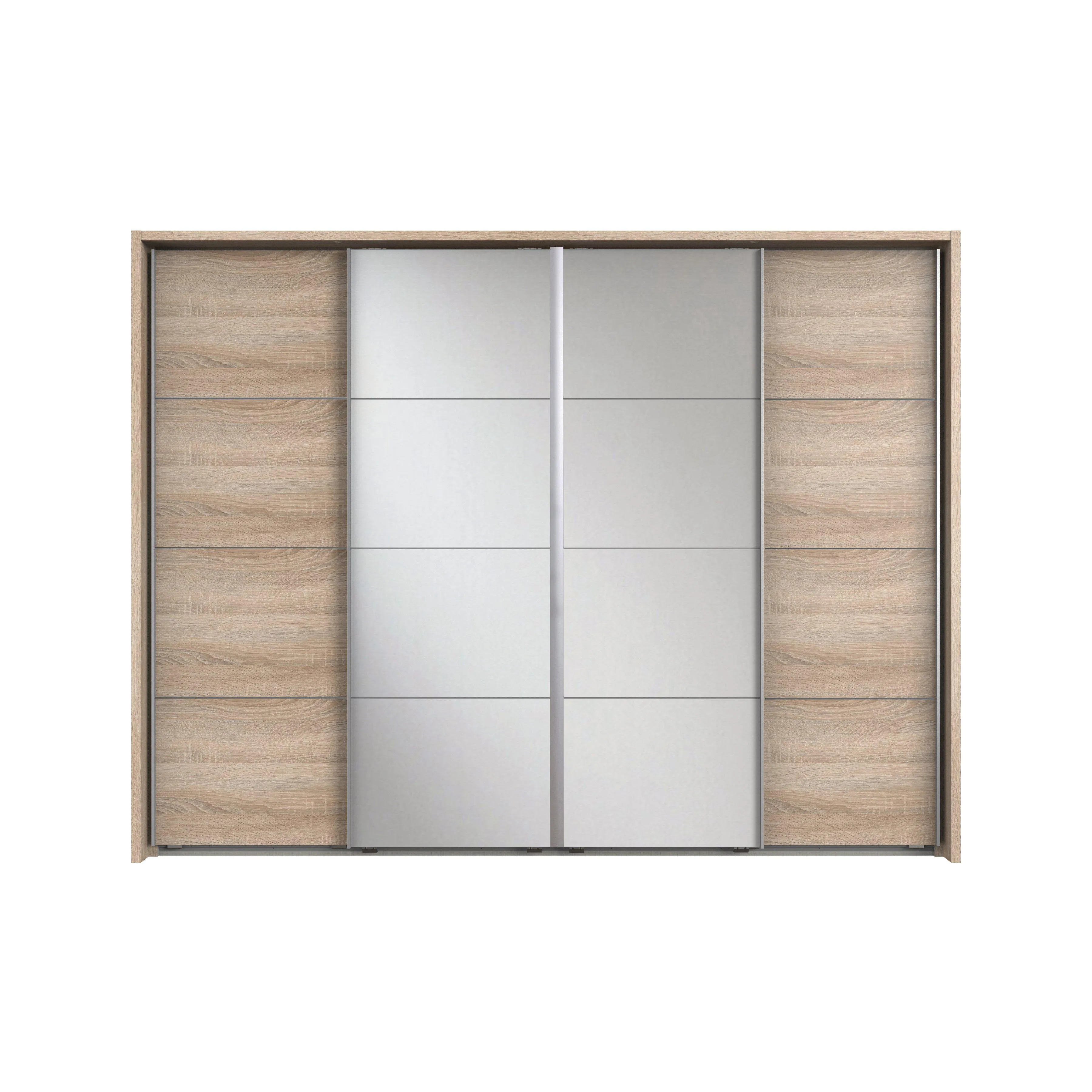 ANGELICA 4 Sliding Mirrored Door Wardrobe Light Oak