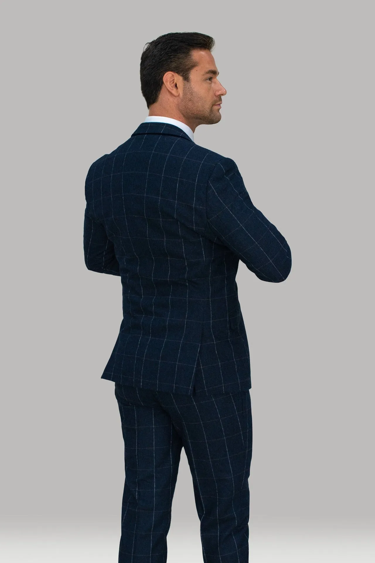 Angels Navy Check Three Piece Suit | Office Wear | check suit