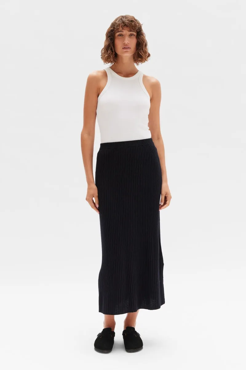 Assembly Label - Wool Cashmere Rib Skirt - Black