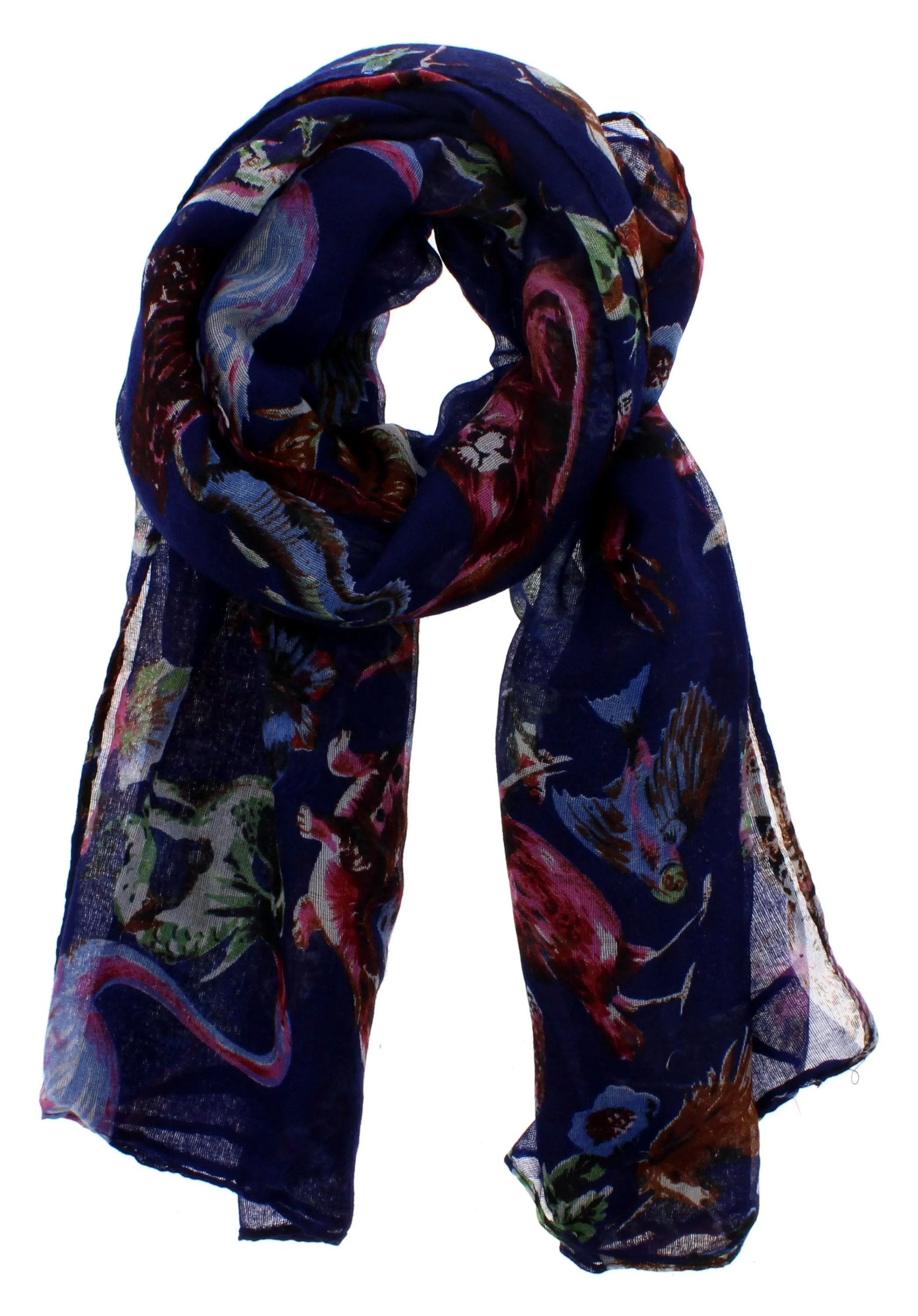 Assorted Animals, Birds & Sealife Print Scarf