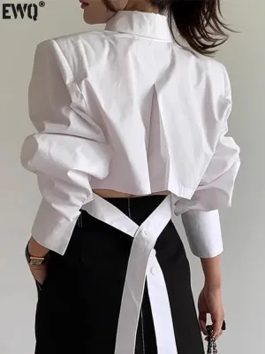 Back Tie Cropped Blouse