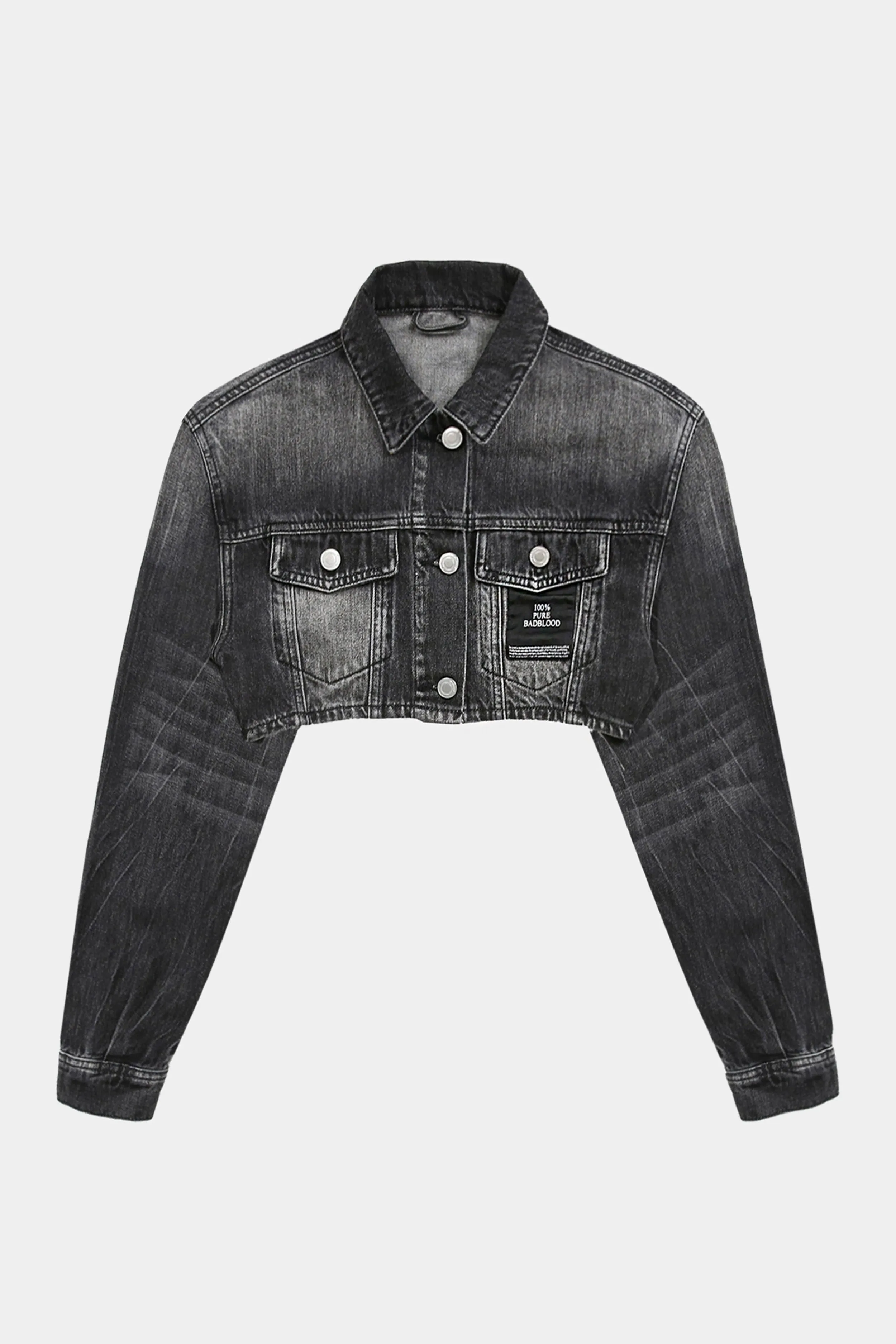 Badblood Extra Cropped Denim Trucker Jacket Black