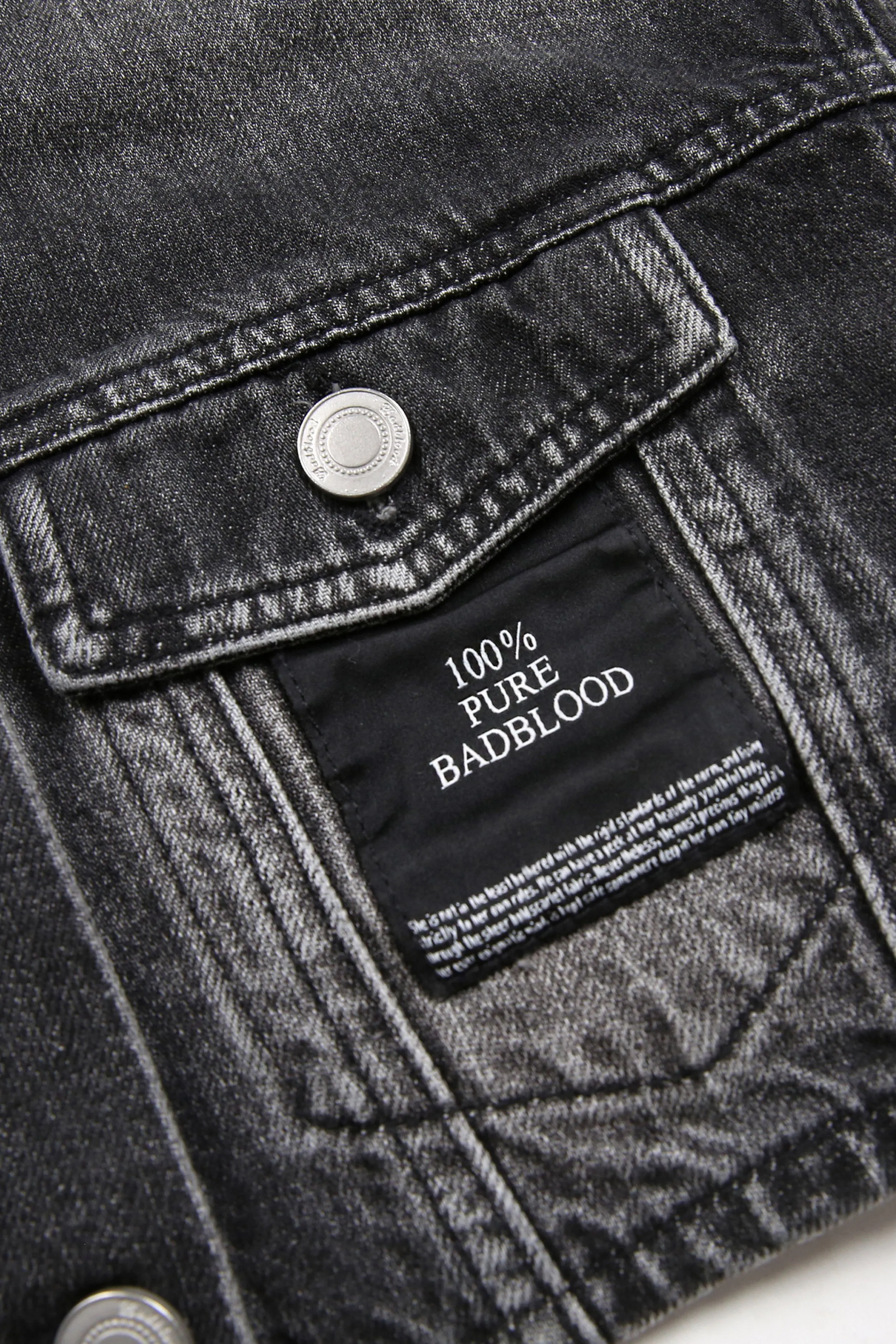 Badblood Extra Cropped Denim Trucker Jacket Black