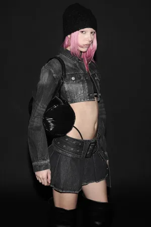 Badblood Extra Cropped Denim Trucker Jacket Black