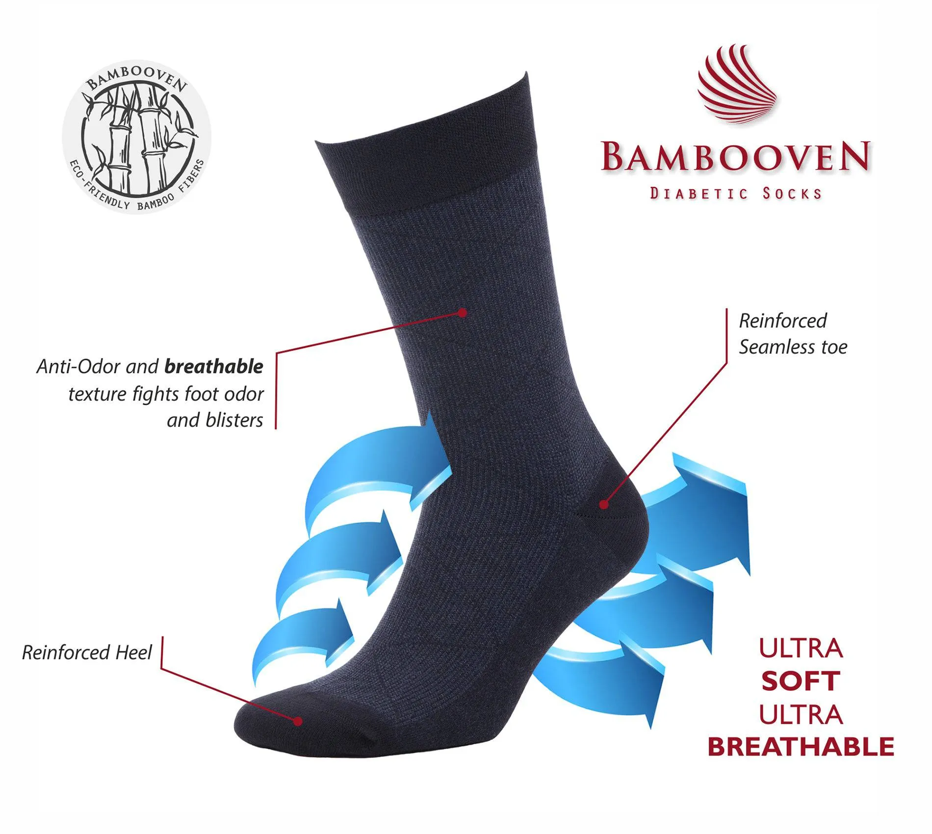 Bambooven Men’s Dress & Trouser Socks – Odor-Free Bamboo (6 Pairs)