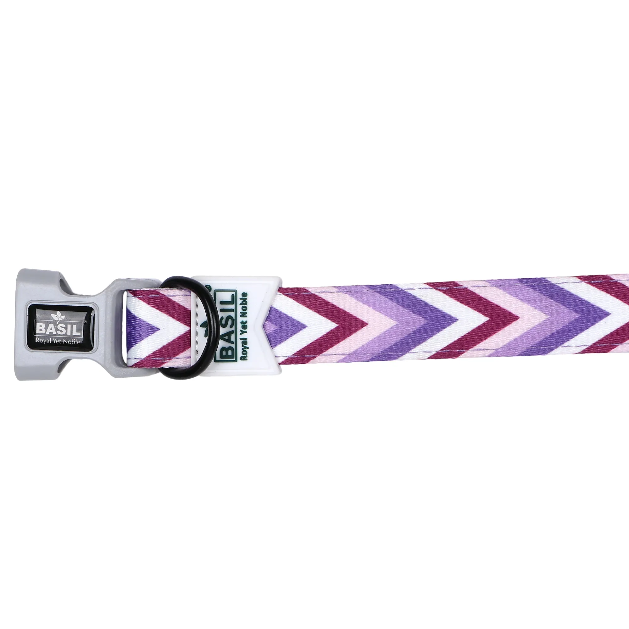 BASIL Zig-Zag Padded Adjustable Collar for Dogs & Puppies, Purple