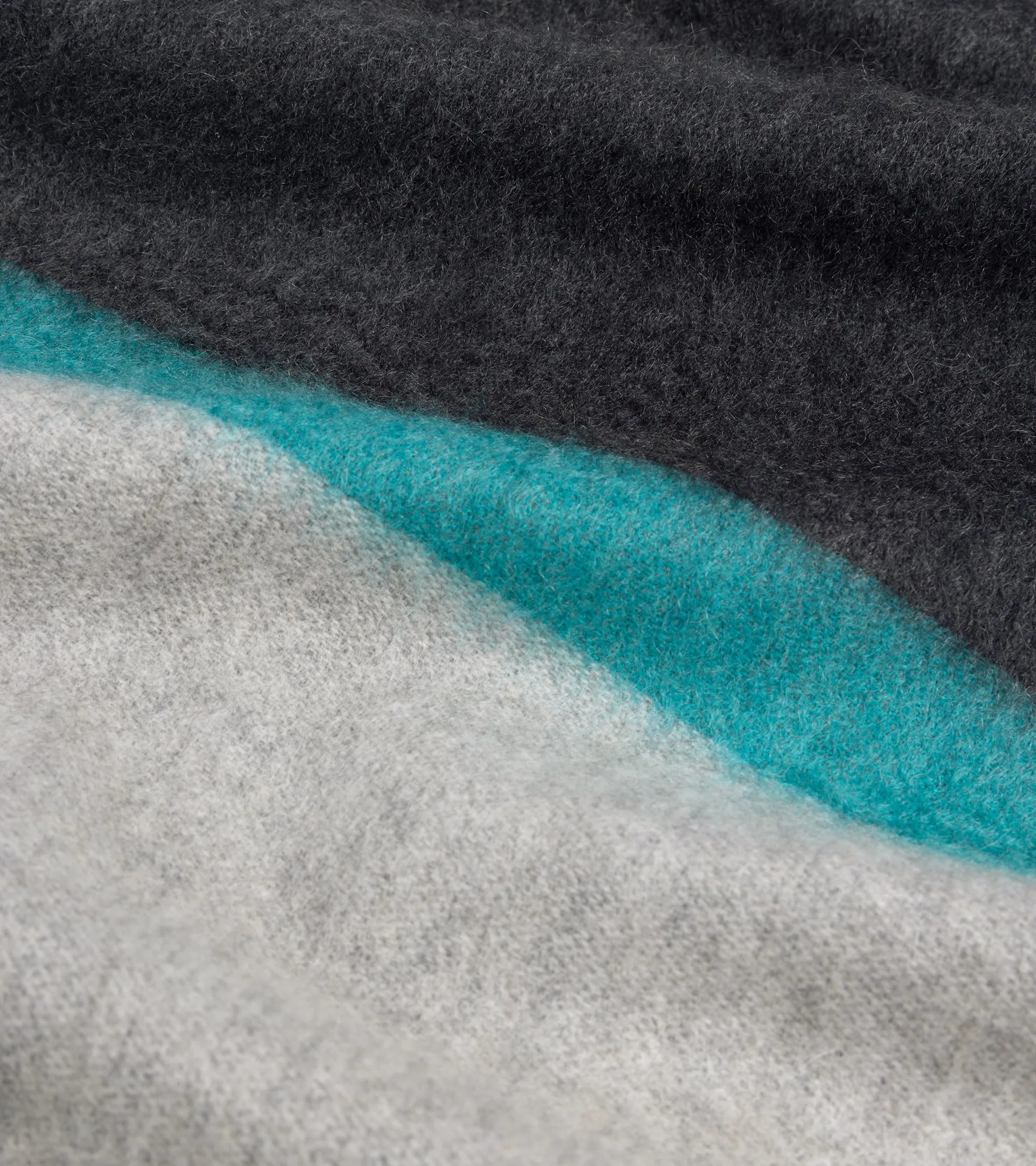 Begg x Co Arran Borderland Stripe Cashmere Scarf: Granite/Teal