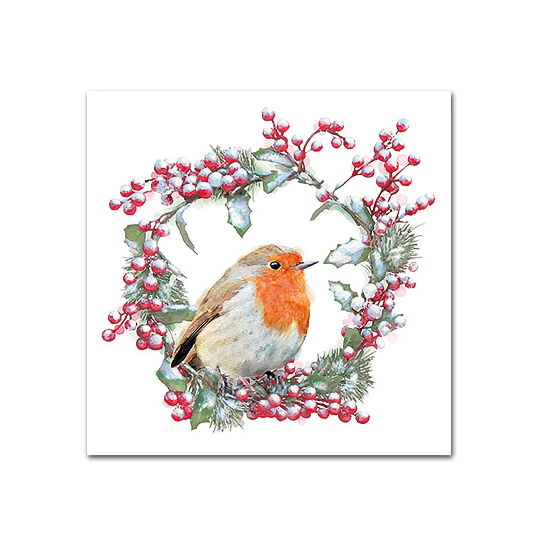 Bird in Wreath Paper Beverage Napkins