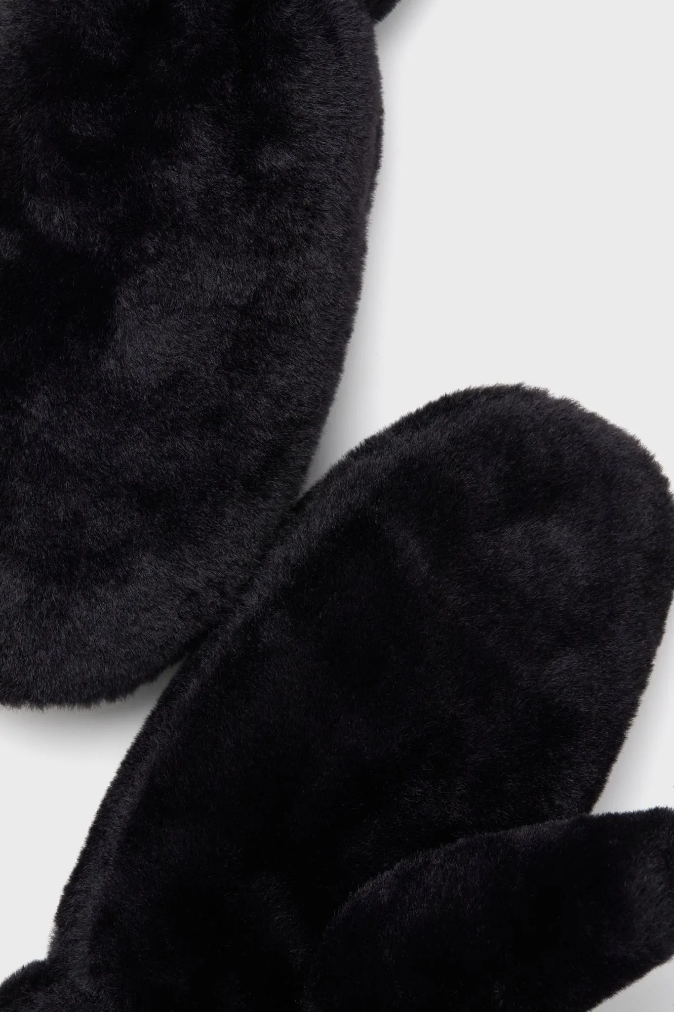 Black Faux Fur Mitten