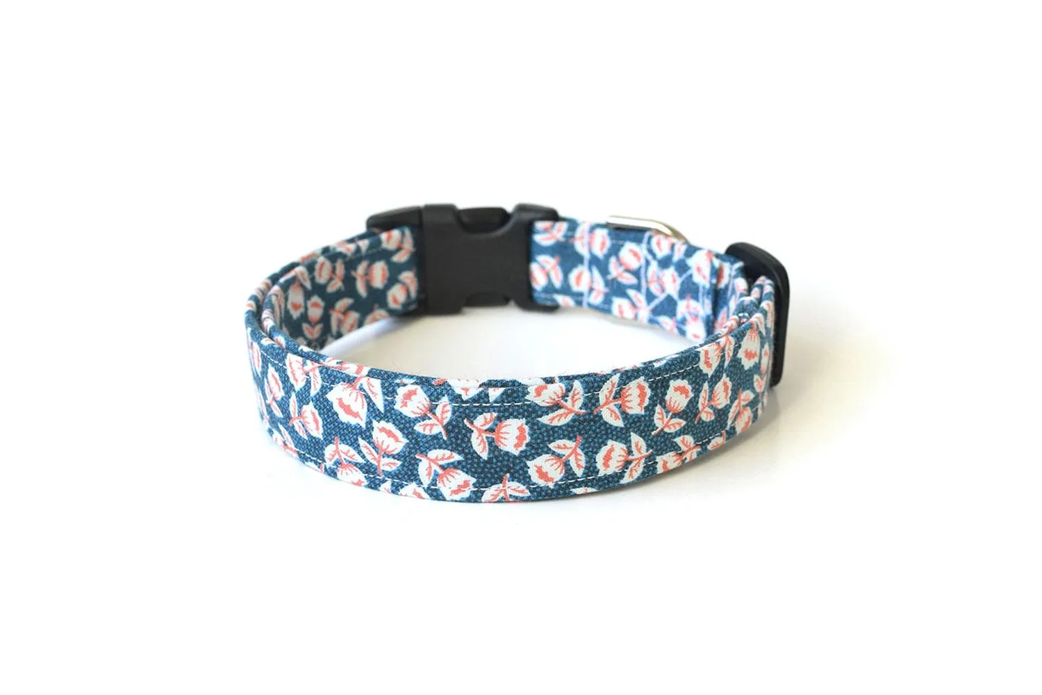 Blue, White & Pink Floral Dog Collar