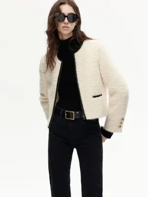 Boucle Textured Cropped Jacket