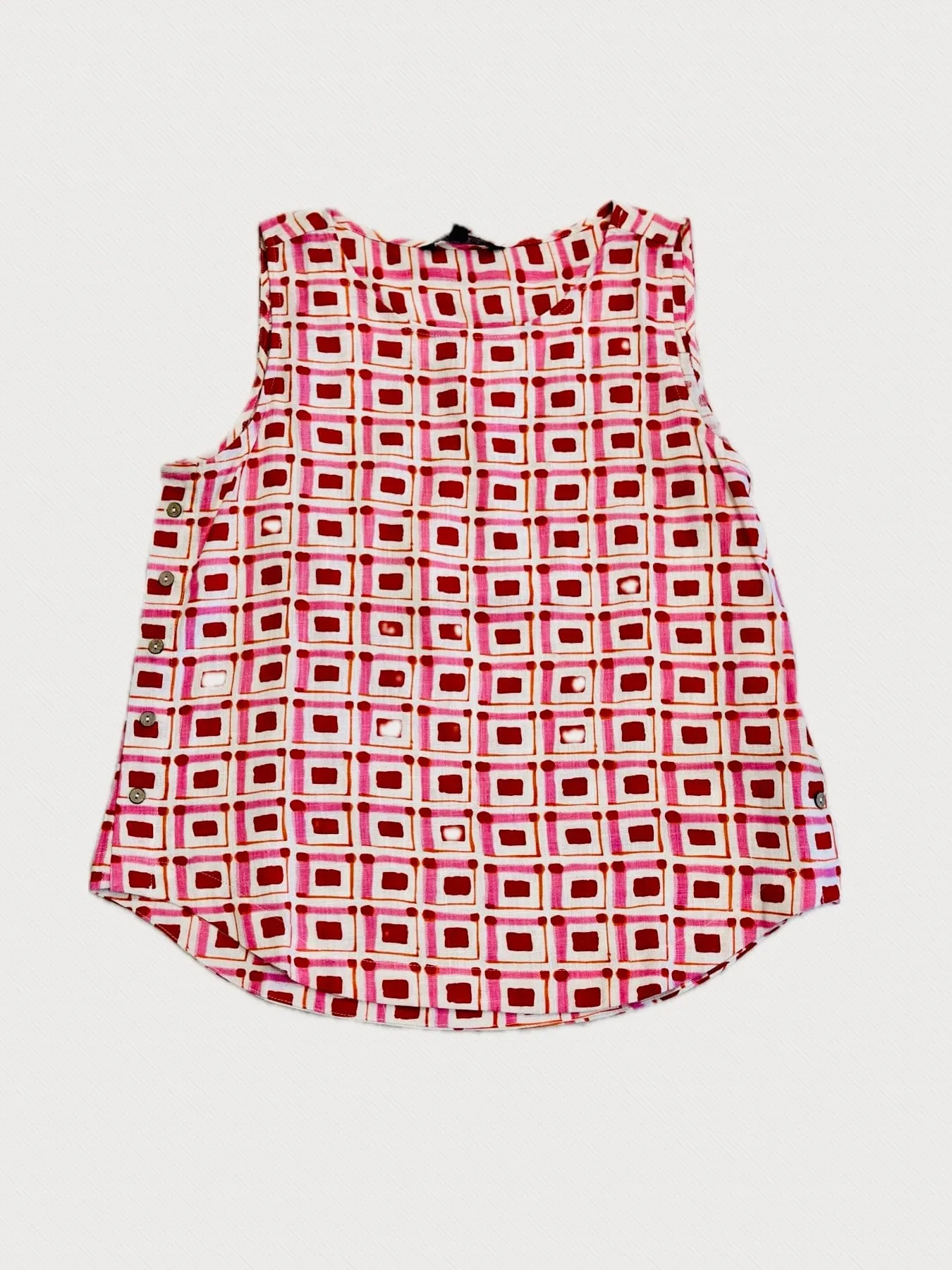 Boxed Cherry Printed Linen Top