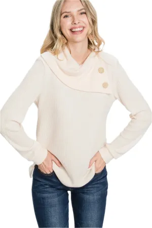 Buttoned Flap Mock Sweater