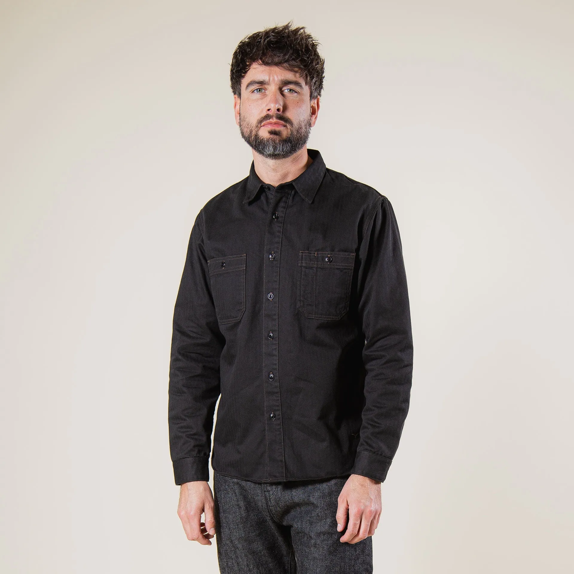 BWS-02 UTILITY SHIRT 8 oz. black herringbone [CORE]