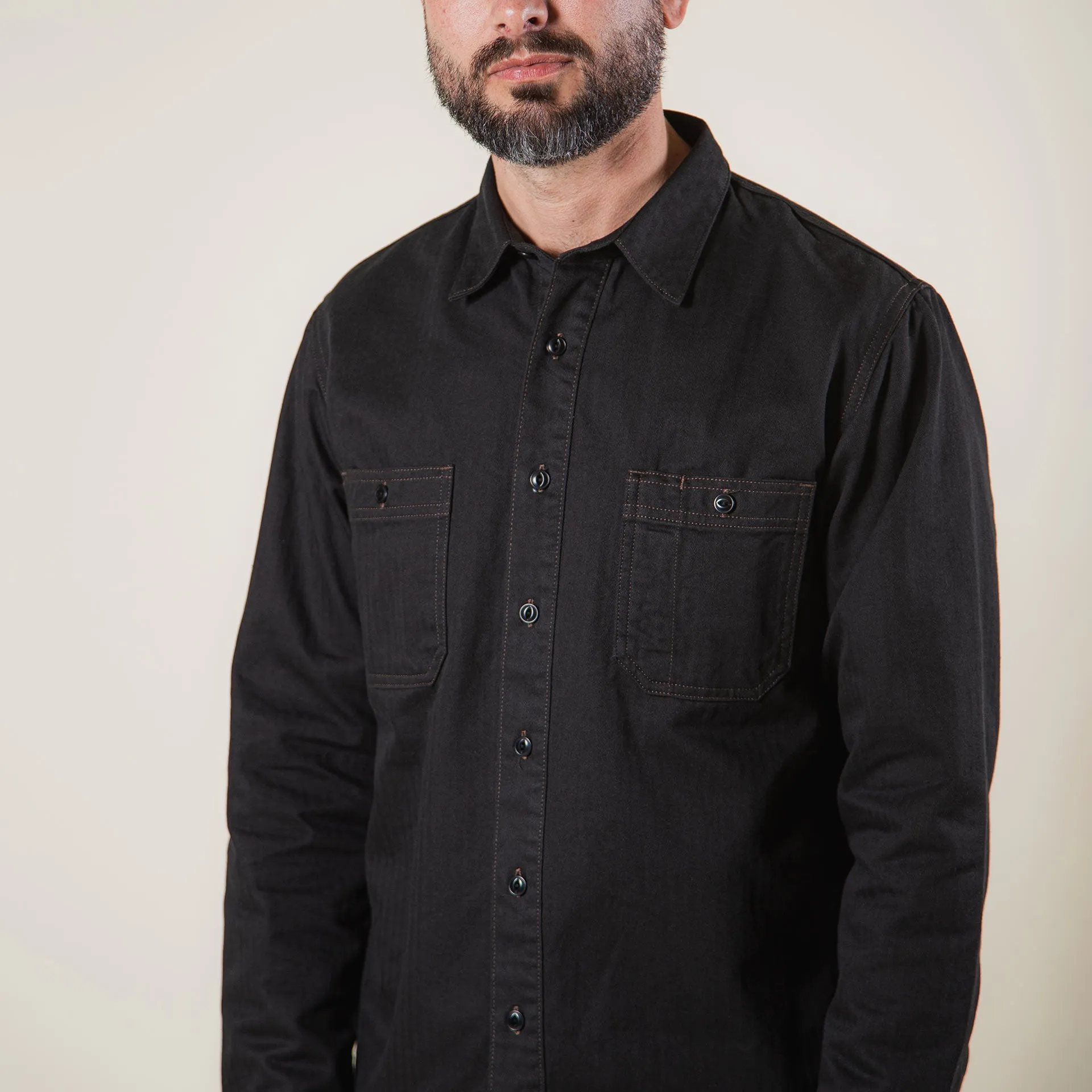 BWS-02 UTILITY SHIRT 8 oz. black herringbone [CORE]