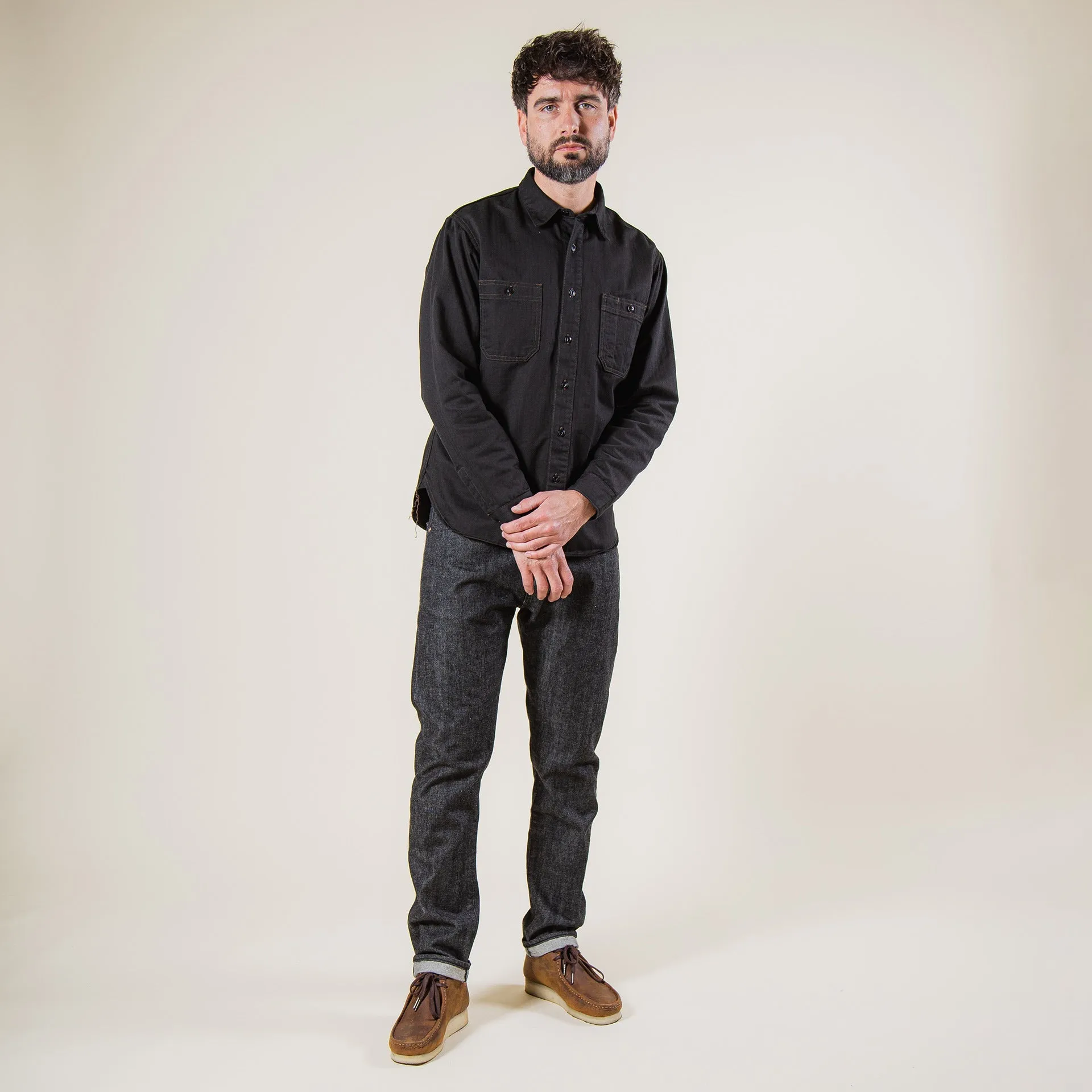 BWS-02 UTILITY SHIRT 8 oz. black herringbone [CORE]