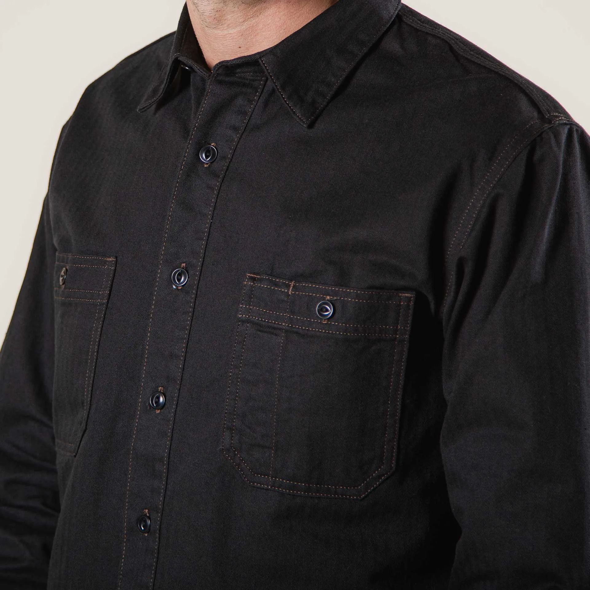 BWS-02 UTILITY SHIRT 8 oz. black herringbone [CORE]