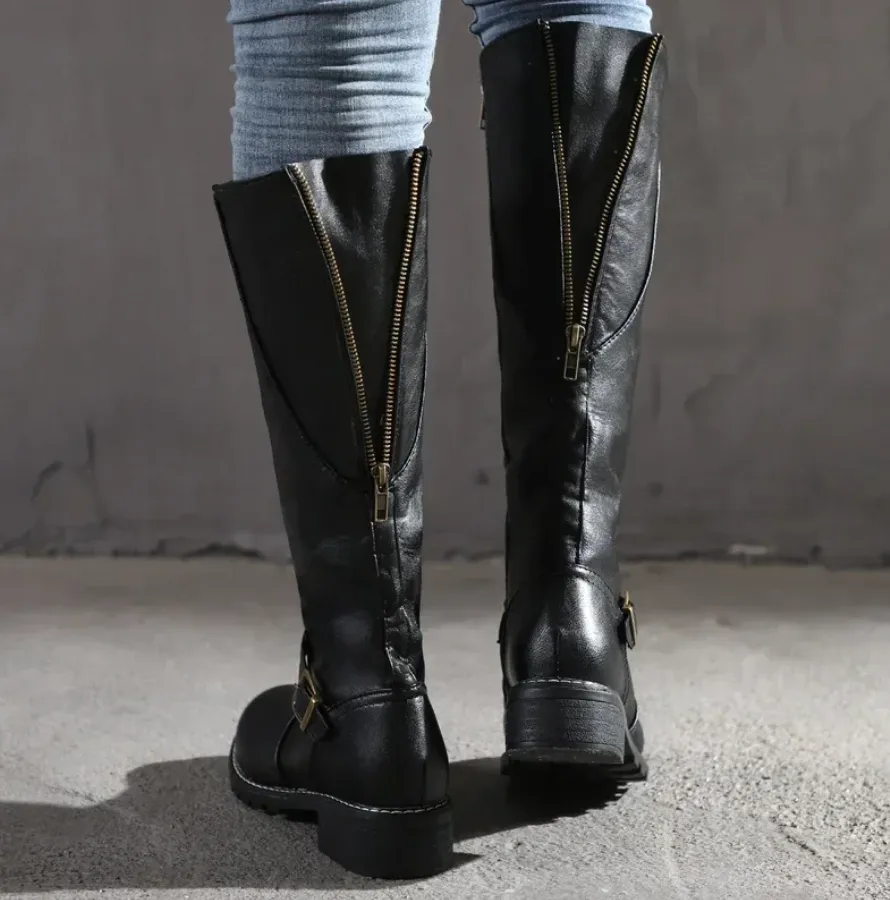 Casual Knee High Vegan Leather Winter Boots for Women | Ideal for Winter & Everyday Wear