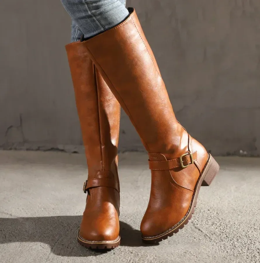 Casual Knee High Vegan Leather Winter Boots for Women | Ideal for Winter & Everyday Wear