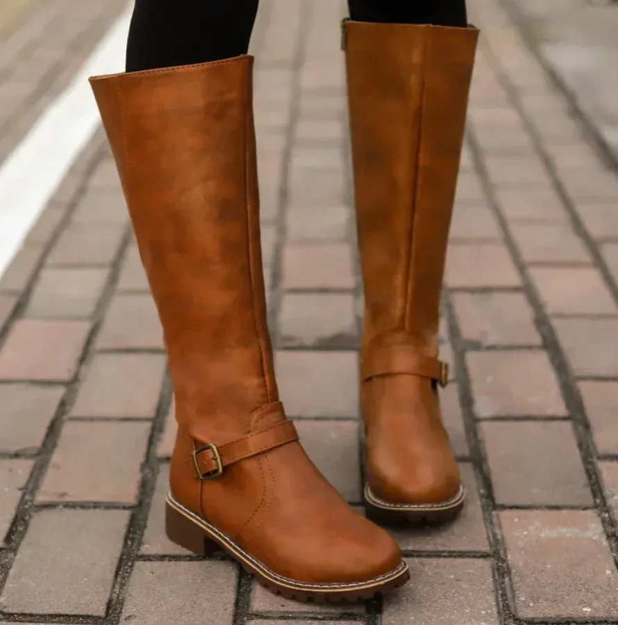 Casual Knee High Vegan Leather Winter Boots for Women | Ideal for Winter & Everyday Wear