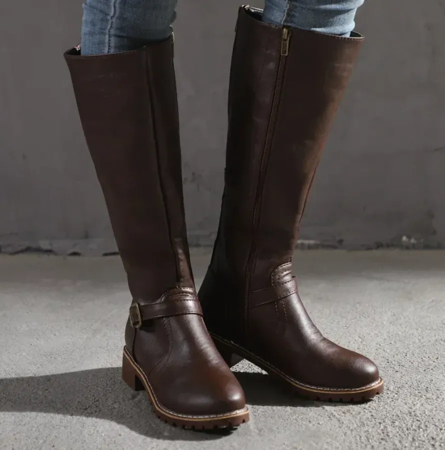 Casual Knee High Vegan Leather Winter Boots for Women | Ideal for Winter & Everyday Wear