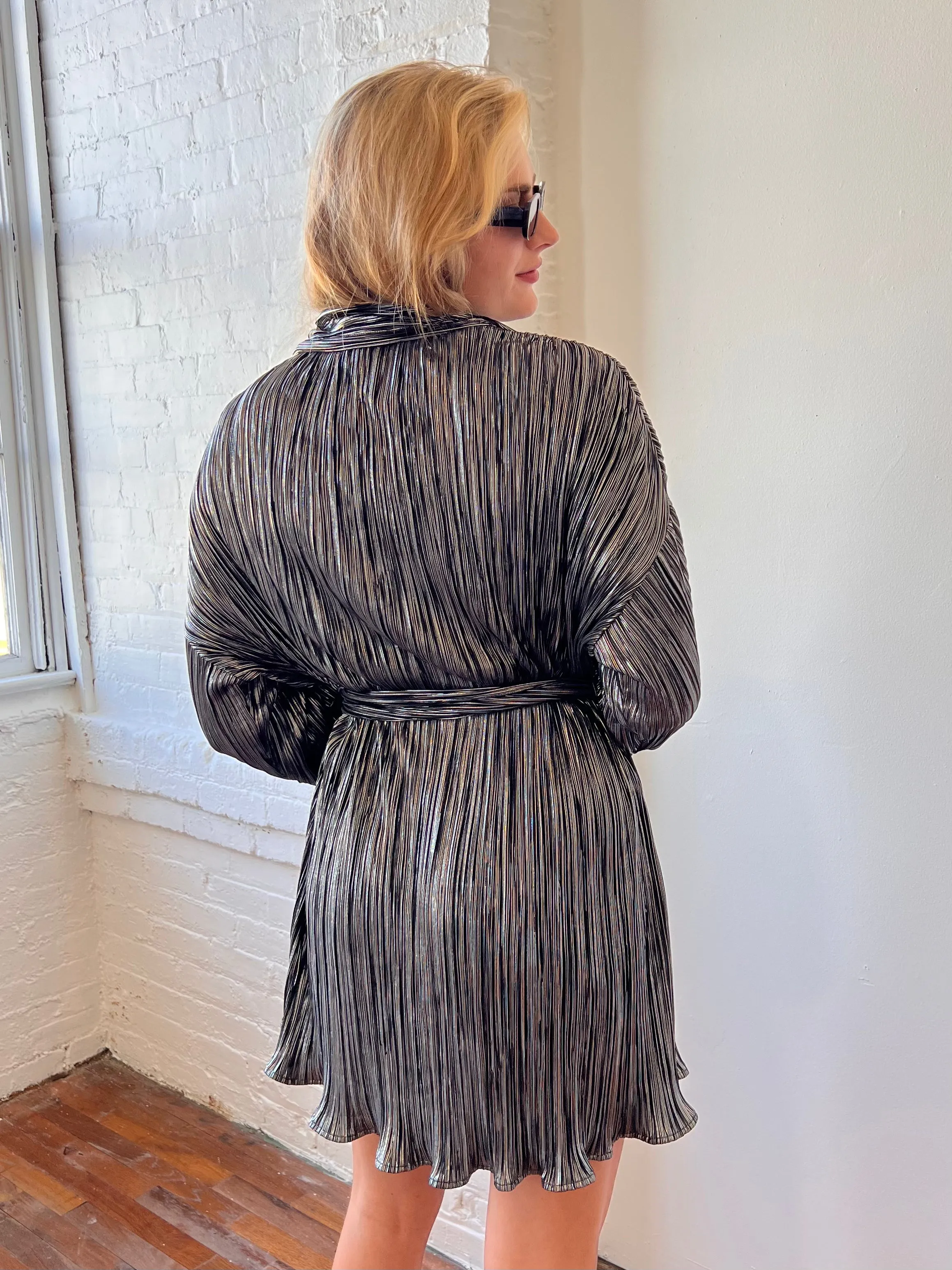 CHIARA SHIRT DRESS IN GUNMETAL