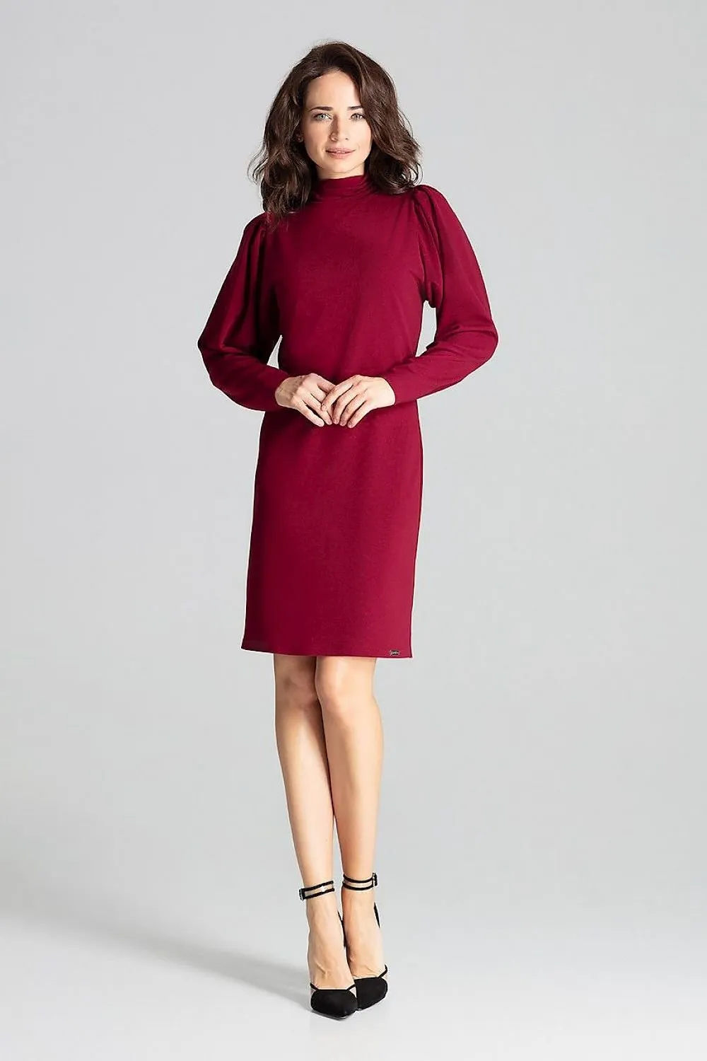 Chic Black Midi Dress with Statement Puff Sleeves