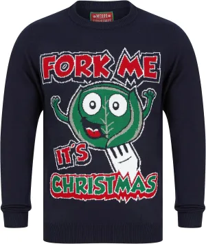 Christmas Fork Me Mens Christmas Jumper - Ink