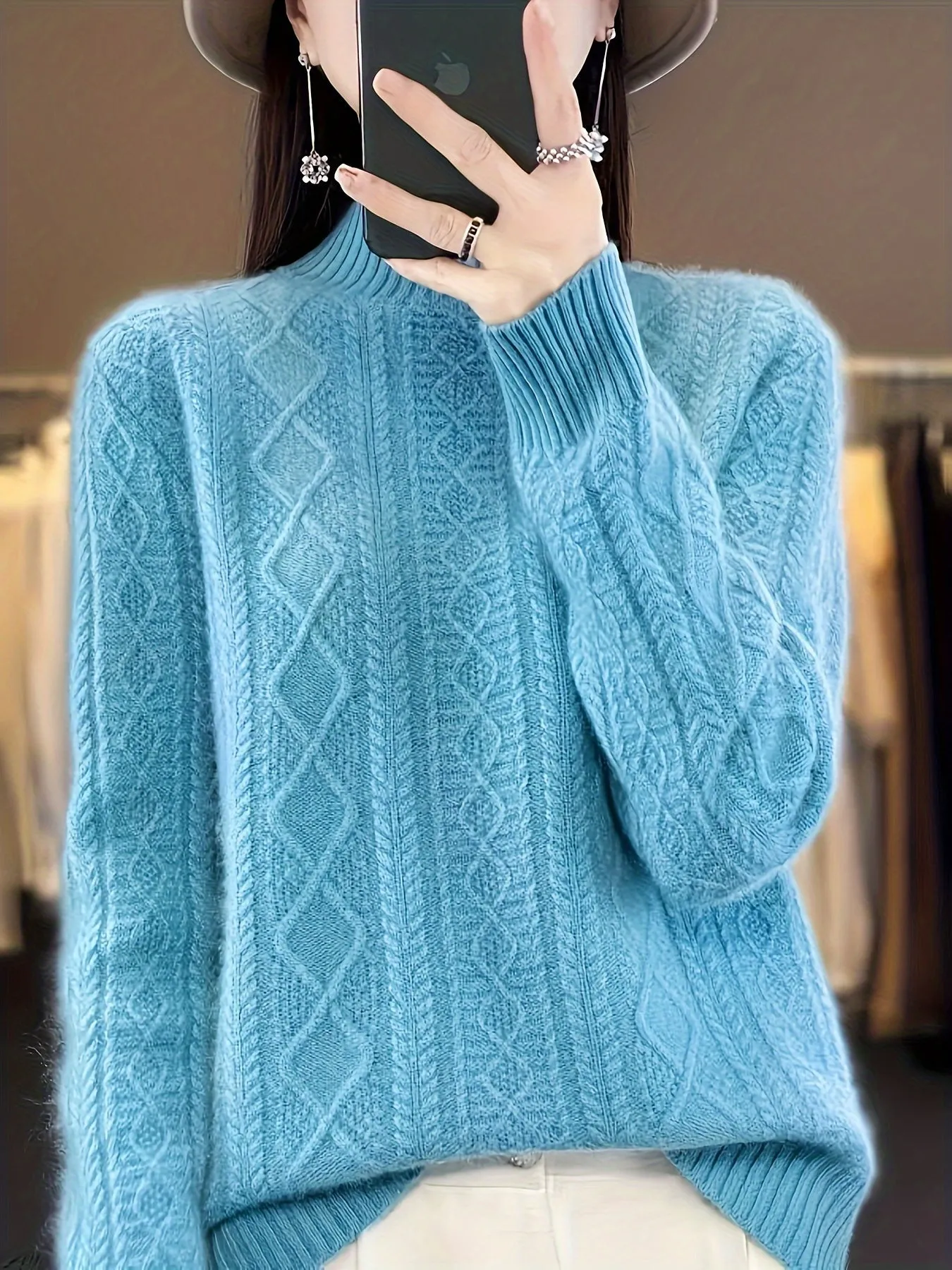 Comfortable Wool Knit Pullover Sweater with Cozy Long Sleeves for Women | Ideal for Winter