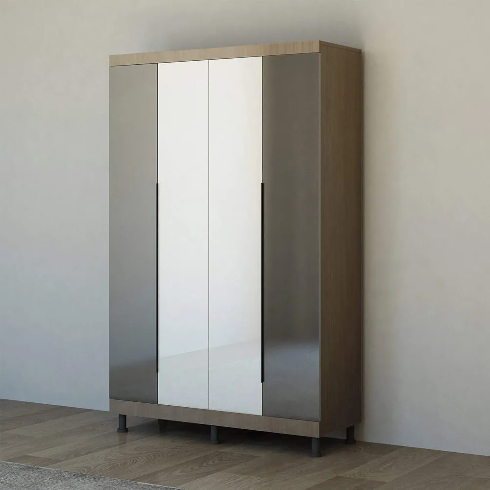 Contemporary 4 Door Wardrobe – Available in 2 Colours