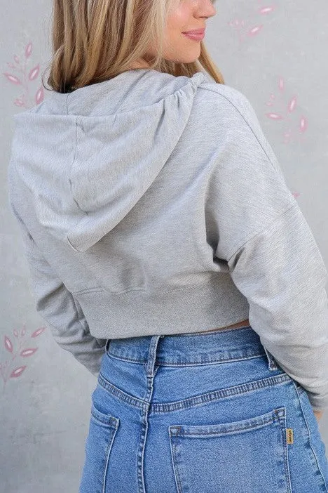 CROPPED FRENCH TERRY HOODIE JACKET