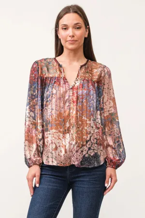 DEAR JOHN ALESSIA PRINT LONG SLEEVE BLOUSE