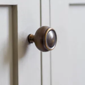 Distressed Antique Brass Ovolo Cabinet Knob