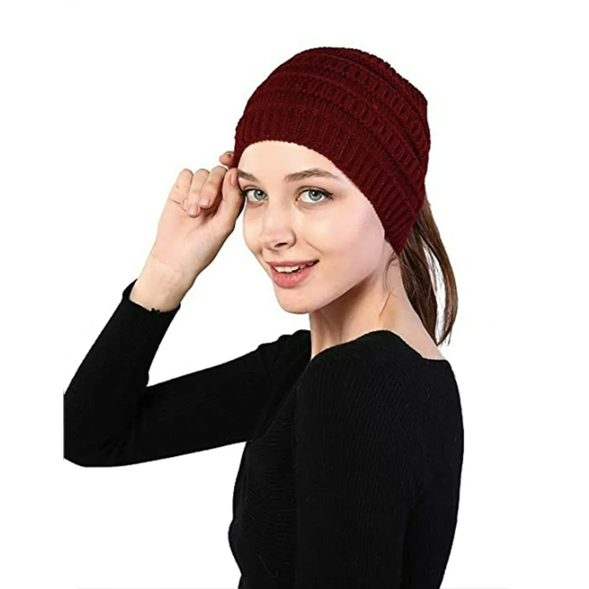 Fancydresswale Knitted Wool Headband for Women Cozy Soft & Stylish Winter Accessory Head Cover Claret