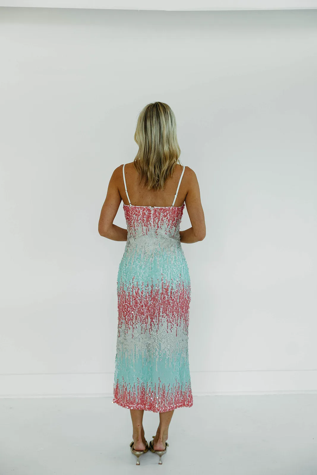 Fashionista Sequin Dress - Mint/Pink