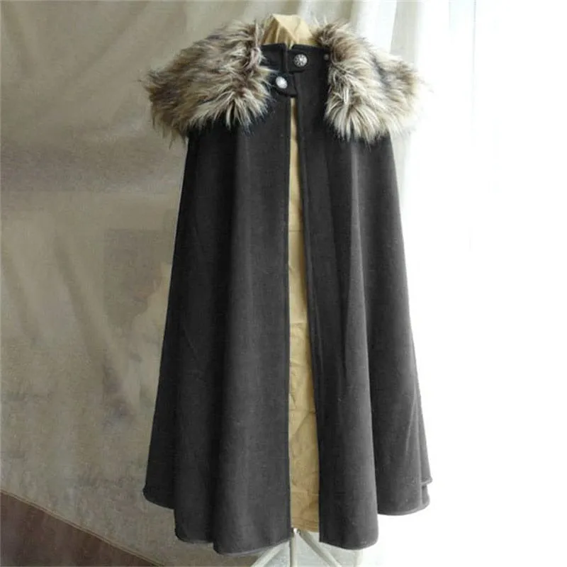 Faux Fur Collar Viking Cloak