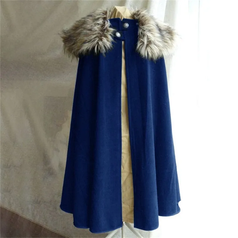 Faux Fur Collar Viking Cloak