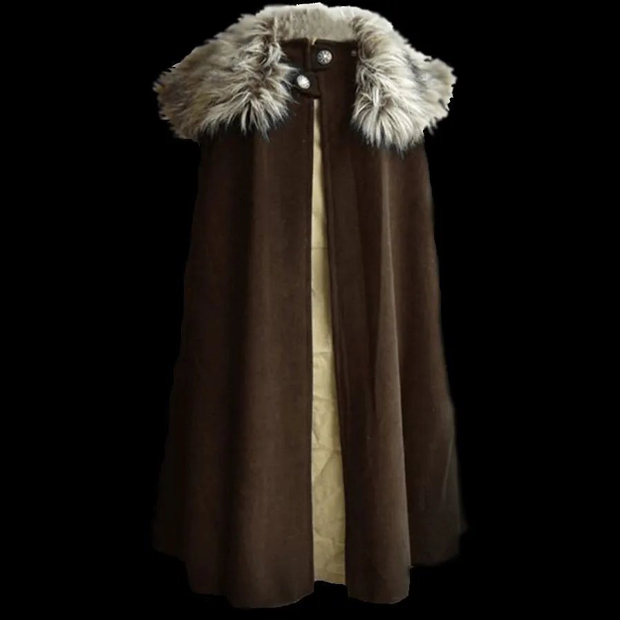 Faux Fur Collar Viking Cloak