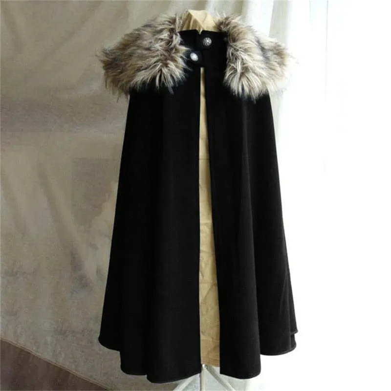 Faux Fur Collar Viking Cloak