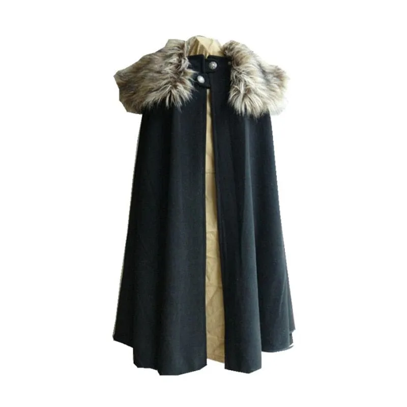 Faux Fur Collar Viking Cloak