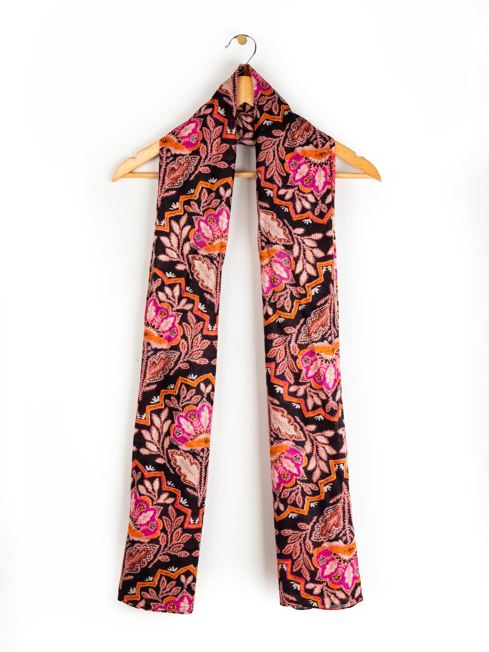 Fern Lightweight Scarf - Orange, Floral Mosaic