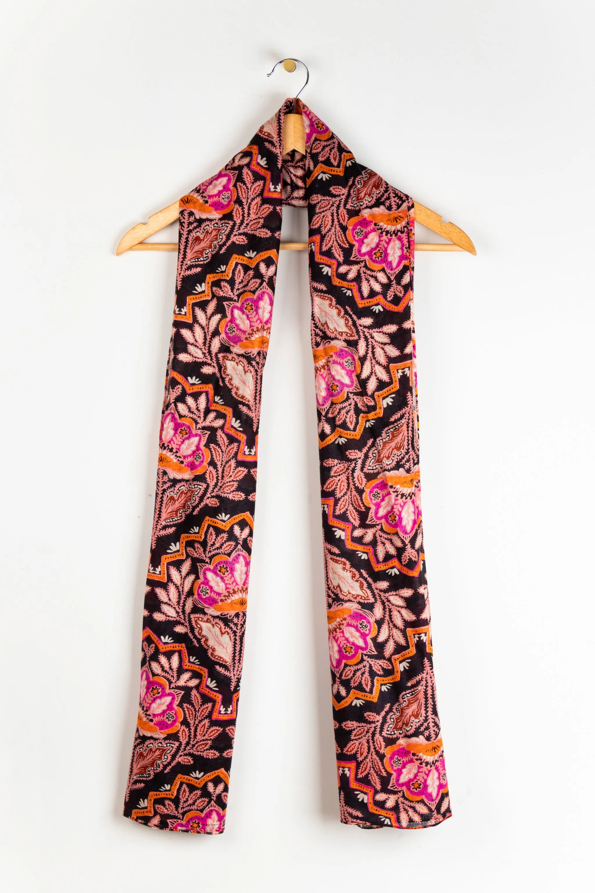 Fern Lightweight Scarf - Orange, Floral Mosaic