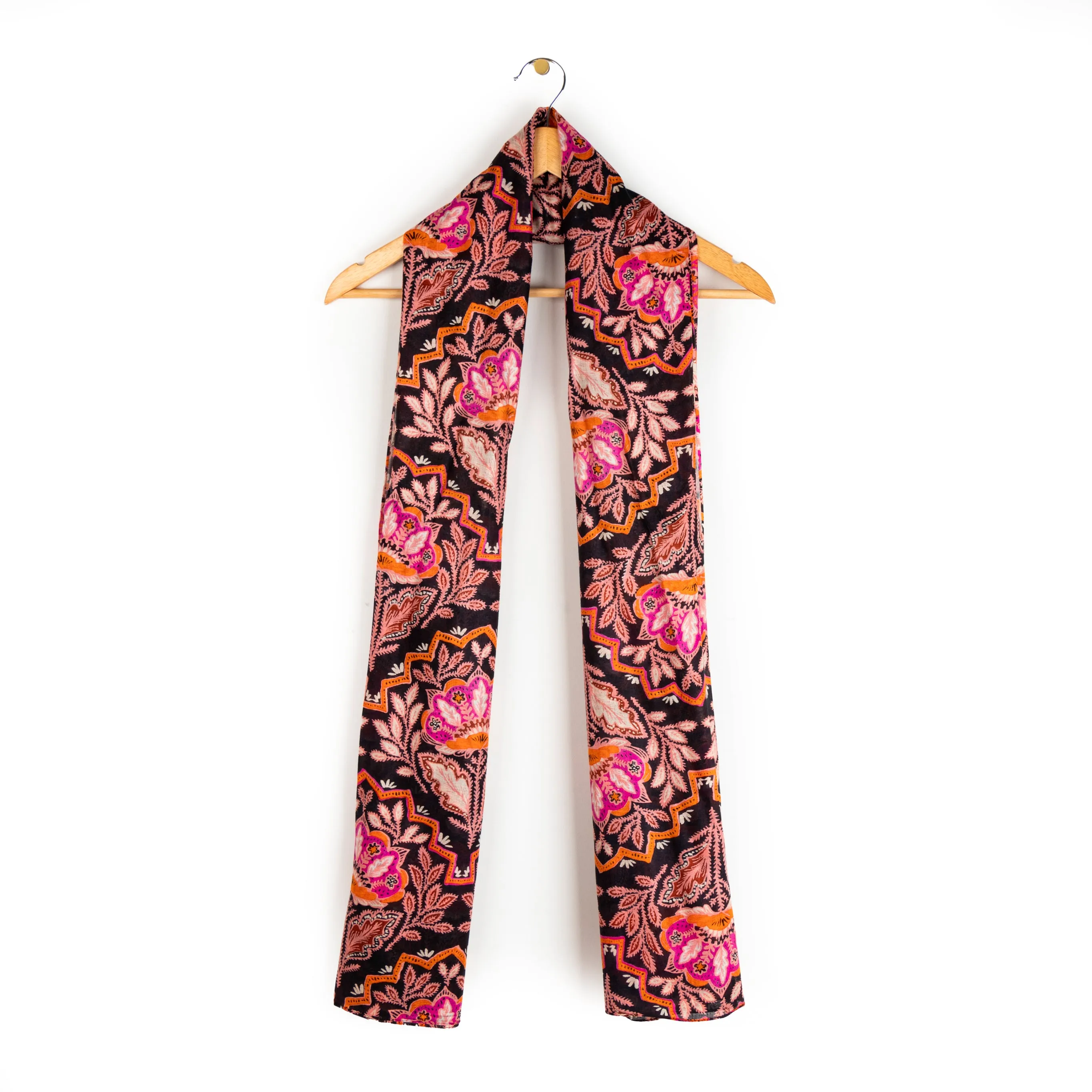 Fern Lightweight Scarf - Orange, Floral Mosaic