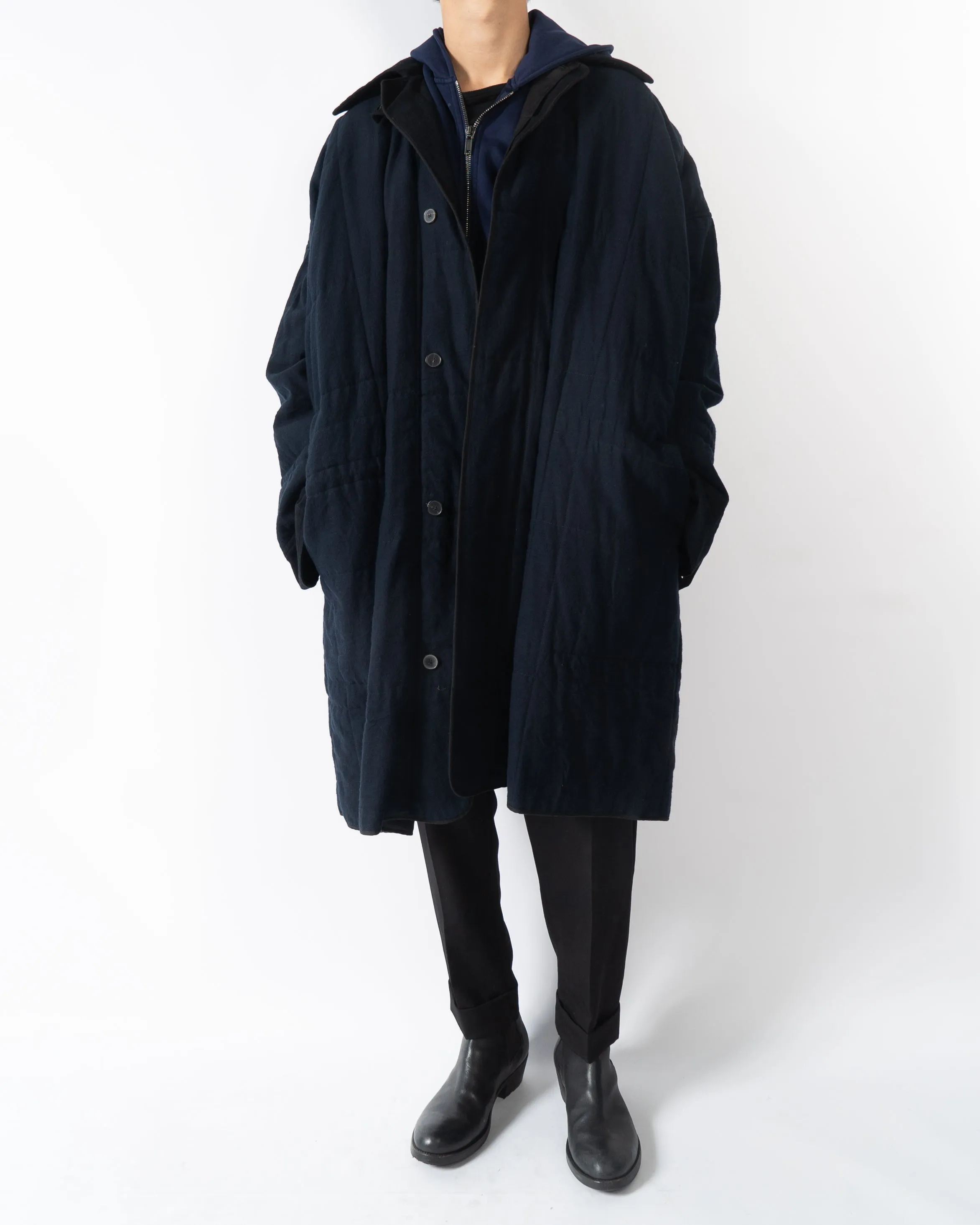 FW17 Oversized Navy Quilted Coat Sample