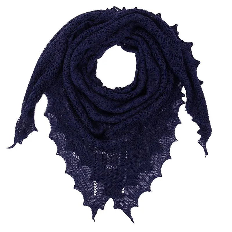 G.H.Hurt & Son Classic Shetland Style Merino Wool Shawl - Navy